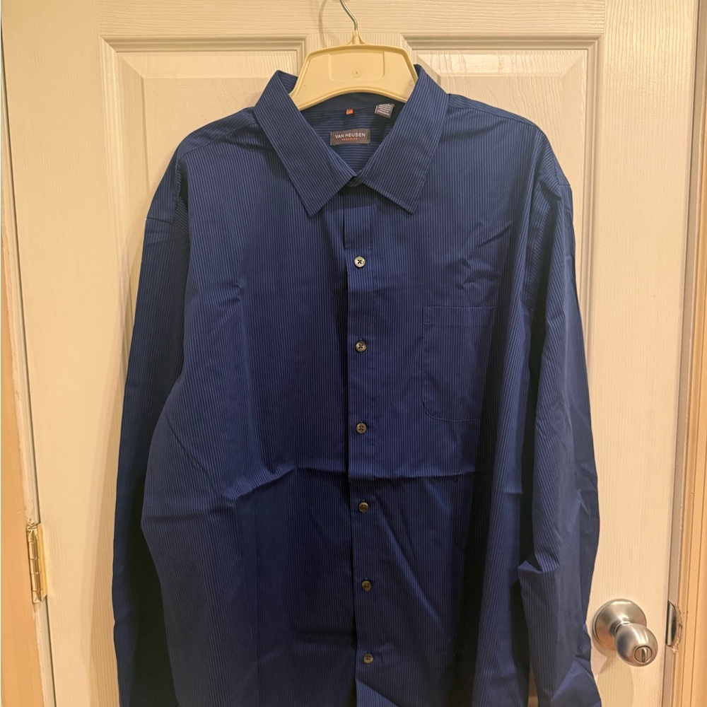Van Heusen Men's Navy Pinstripe Dress Shirt